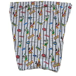 Vtg Disney Dundee Crib Sheet Half Fitted Half Flat Mickey Mouse Car Racing USA